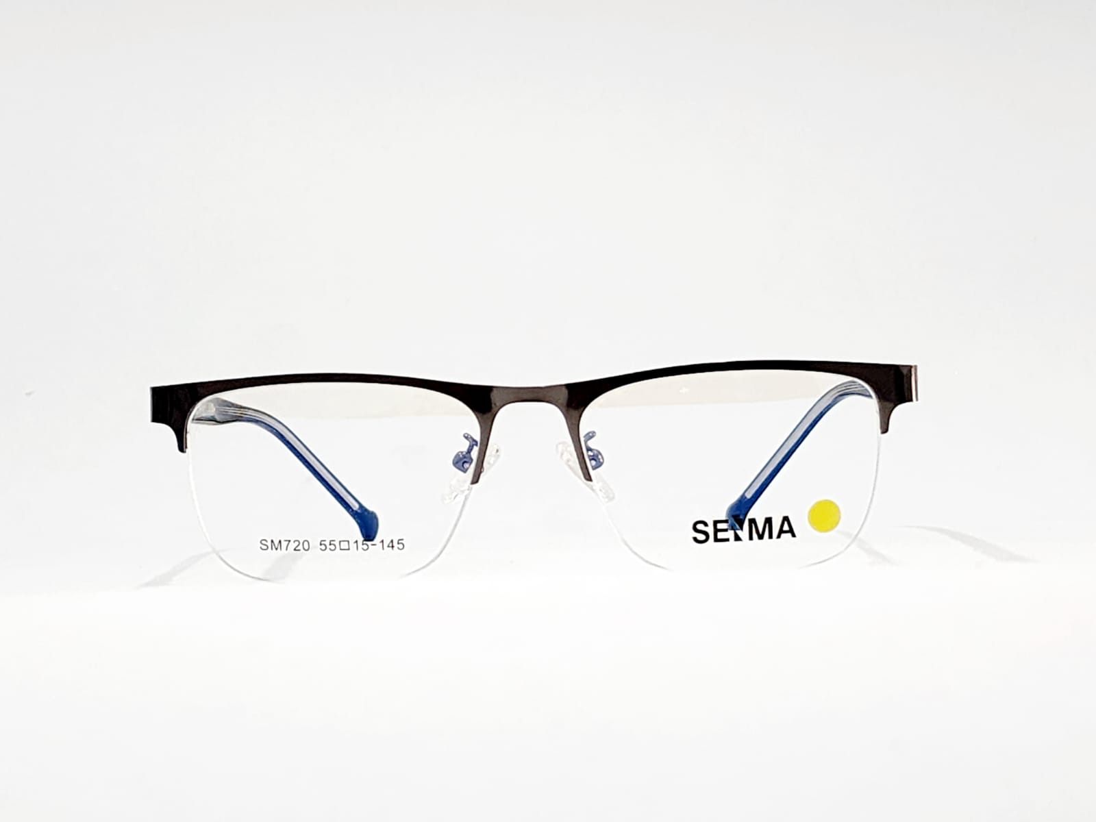 Lentes Senma negros rectangulares con patita azul